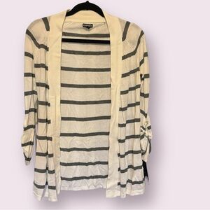 Express Open Cardigan, Striped, Tab Sleeve